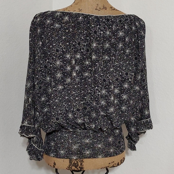 MAX STUDIO black white abstract graphic print top tunic Sm casual office travel - Picture 2 of 7